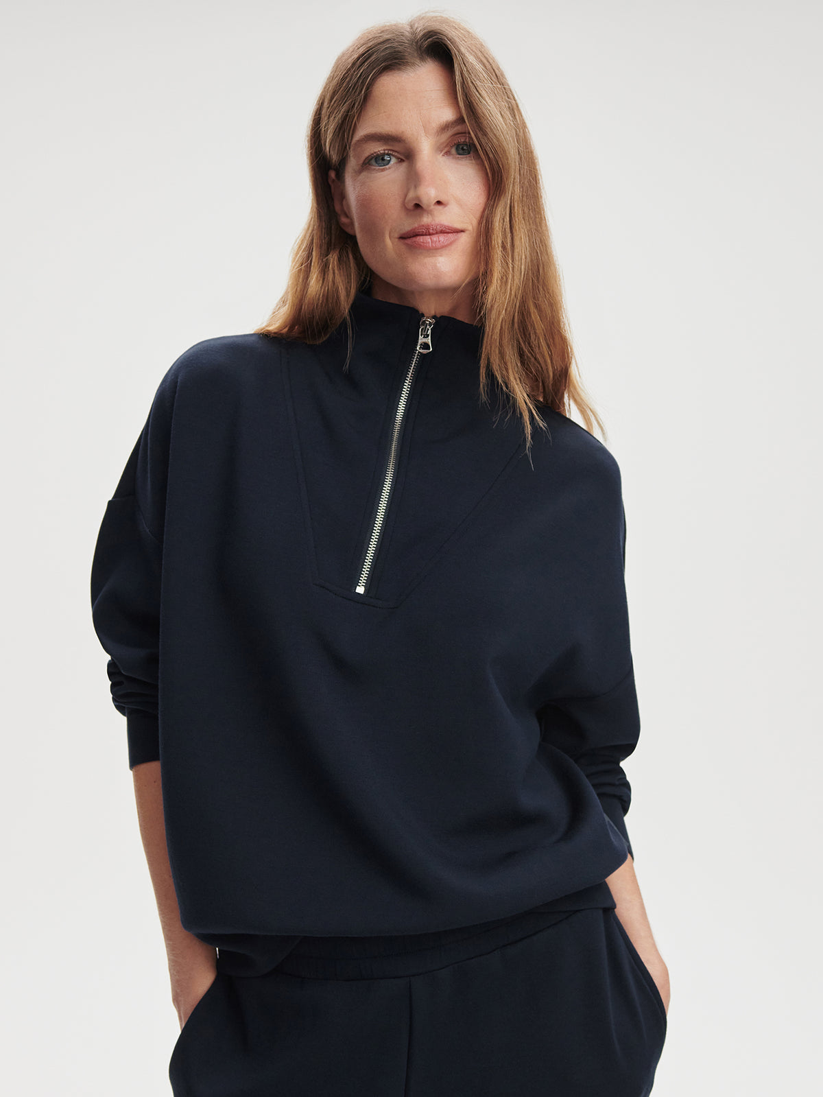 Hawley Half Zip Sweat - Navy