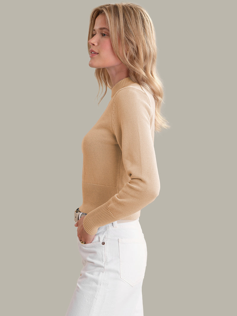 Adeline: Cropped Cotton Sweater - Chanterelle