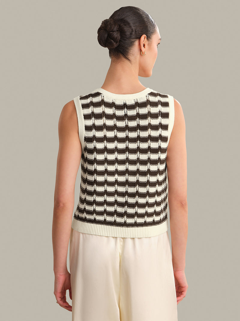 Isla Striped Button Front Vest