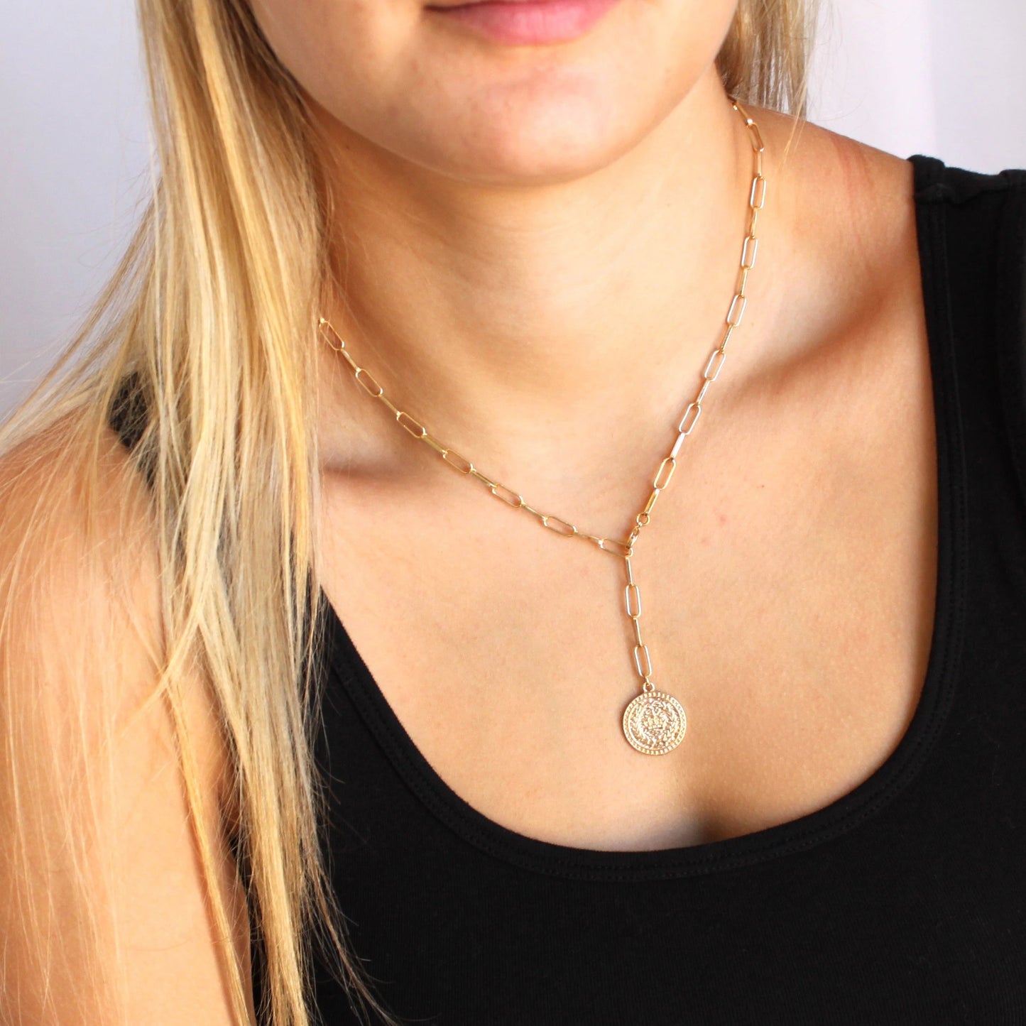 Avery Gold Lariat Necklace - 19 in