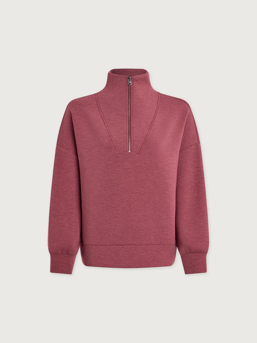 Hawley Half Zip Sweat - Rumba Rose Marl