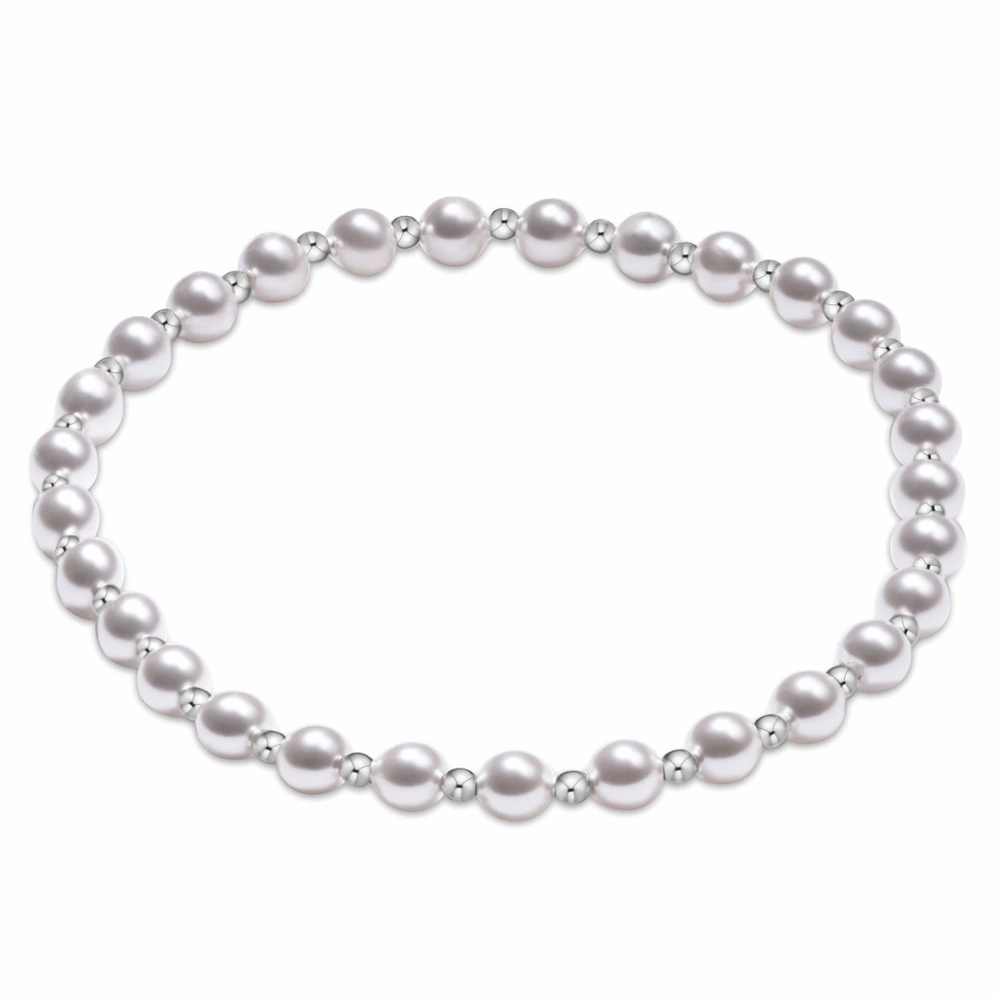 Classic grateful Pattern Sterling 4mm Bead Bracelet - Pearl