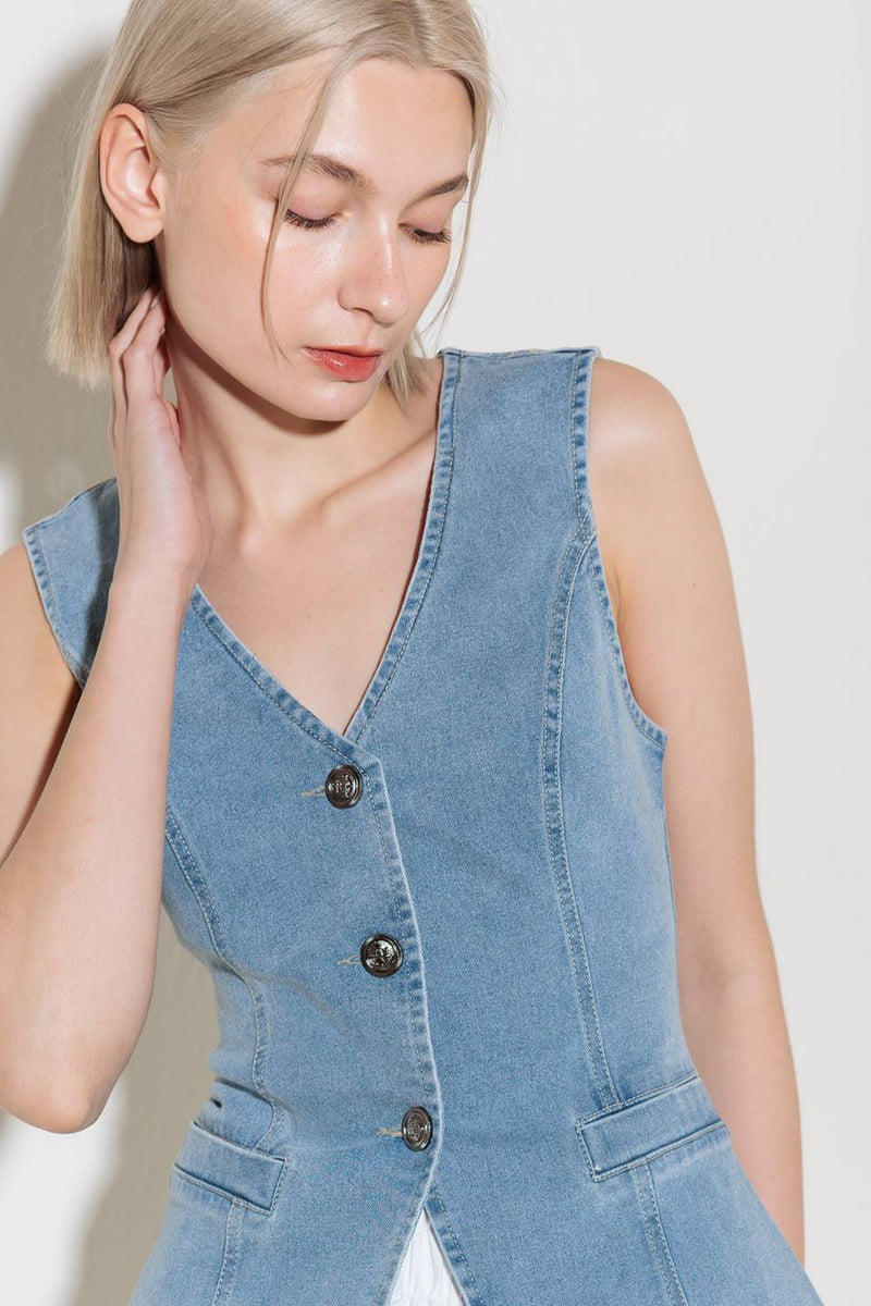 Washed Denim Vest