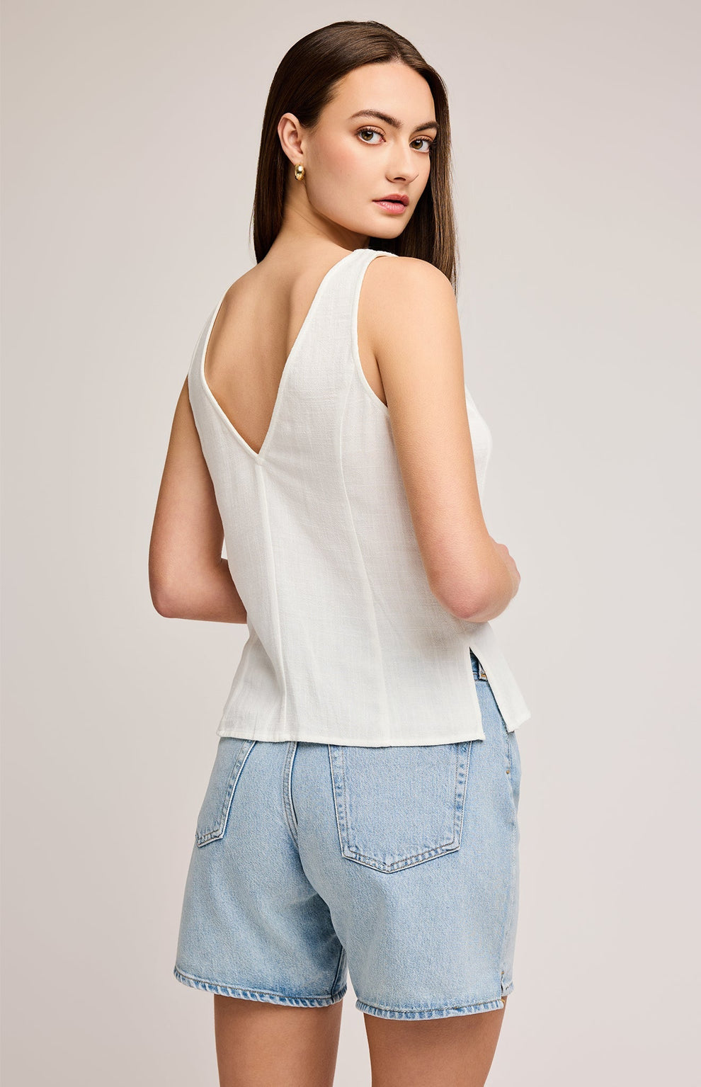 Jules Linen Tank - White