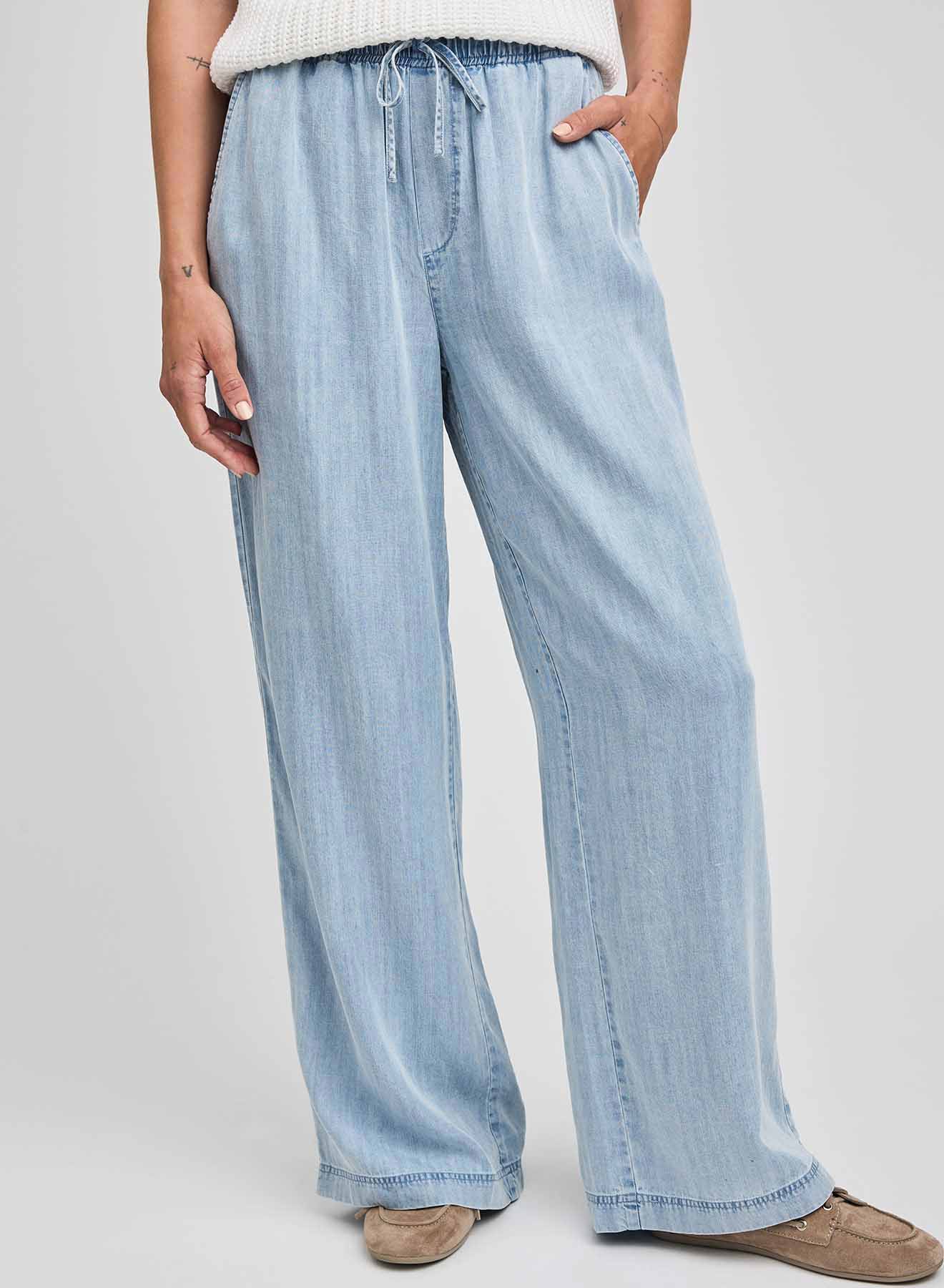 Camille Pull on Pants - Light Blue