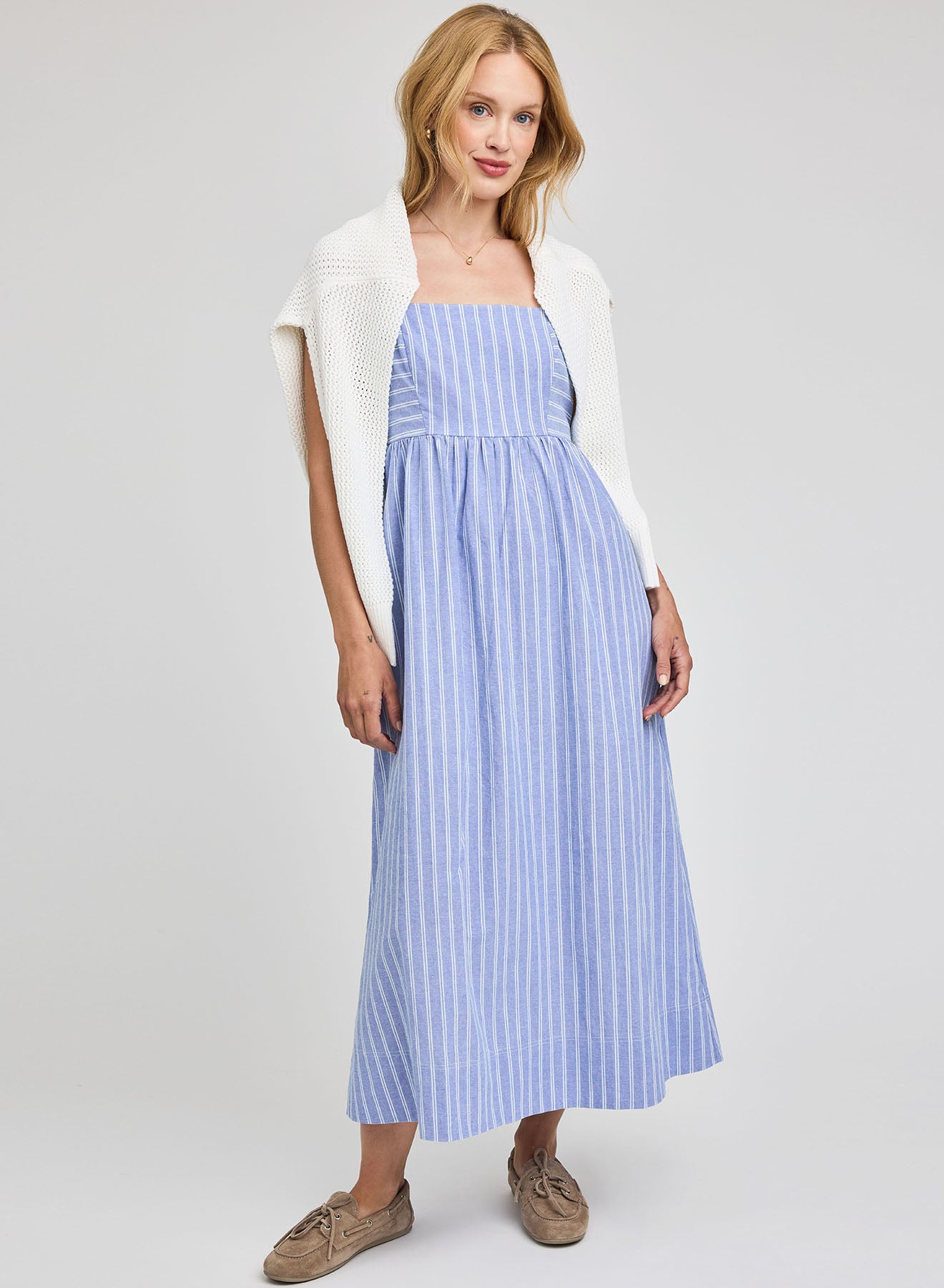 Alicia Dress - Ocean Stripe Blue
