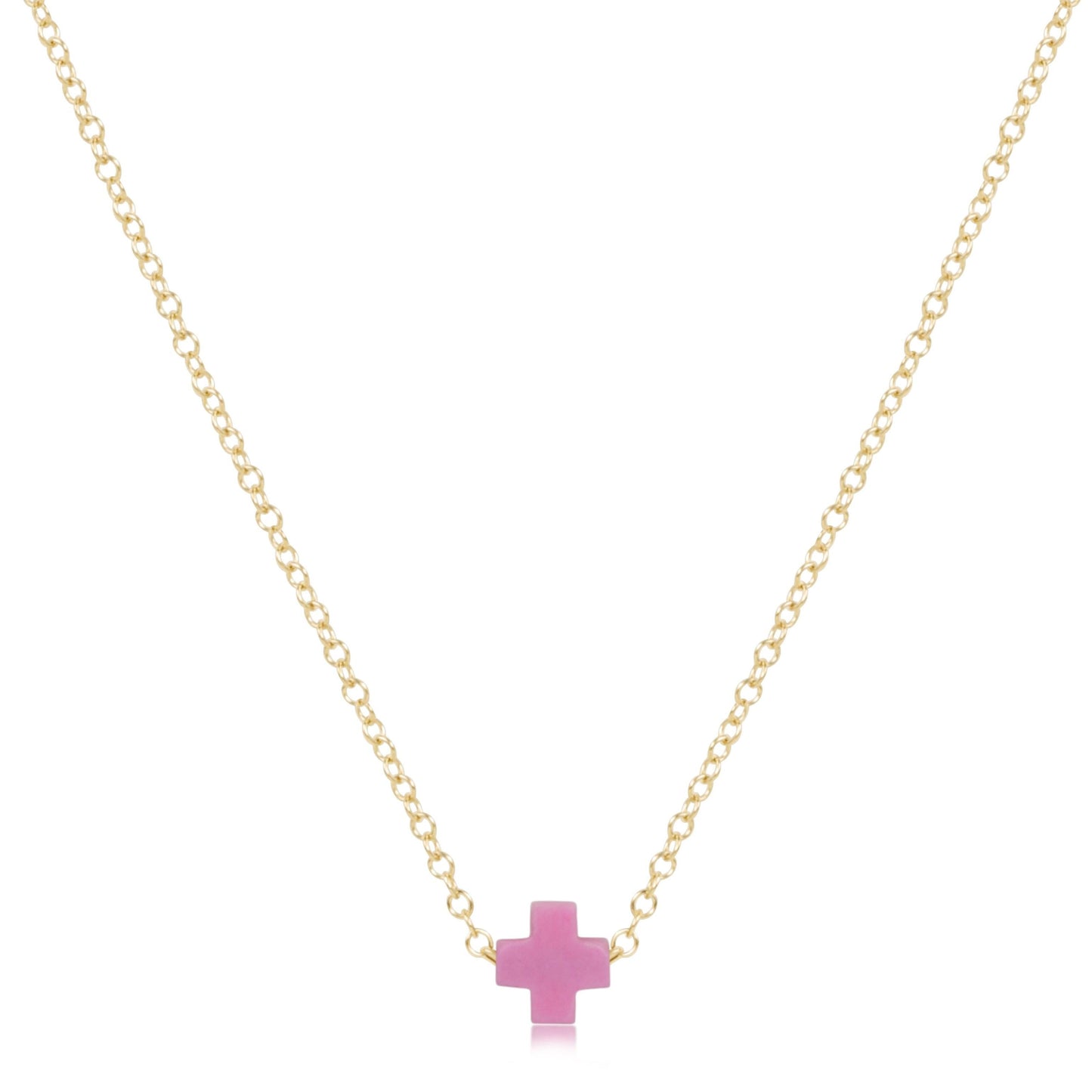 egirl 14" necklace gold - signature cross small - pink cross