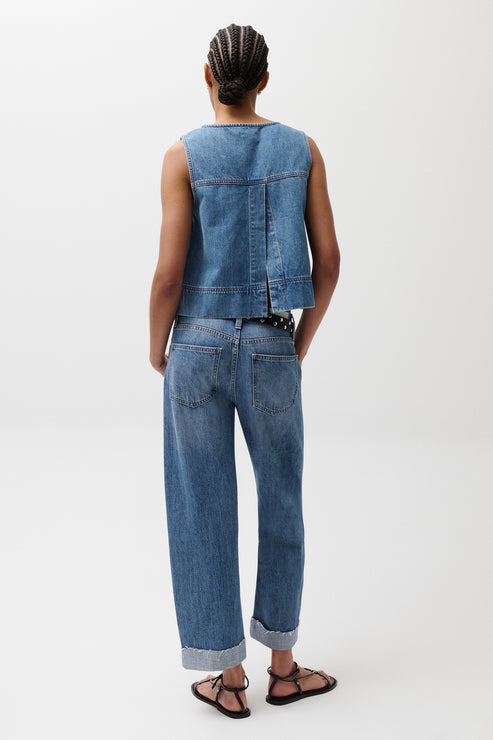 Kacey Mid Rise Cuffed Straight Jean - Lagua