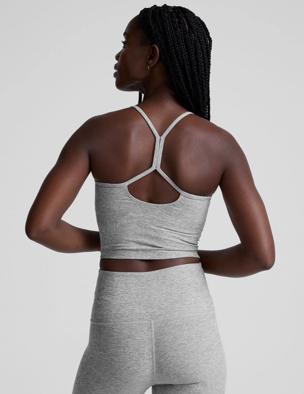 Spacedye Slim Racerback Cropped Tank - Silver Mist