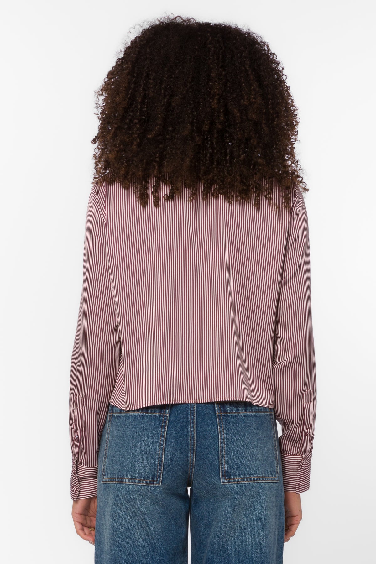 Stassi Long Sleeve Striped Satin Top