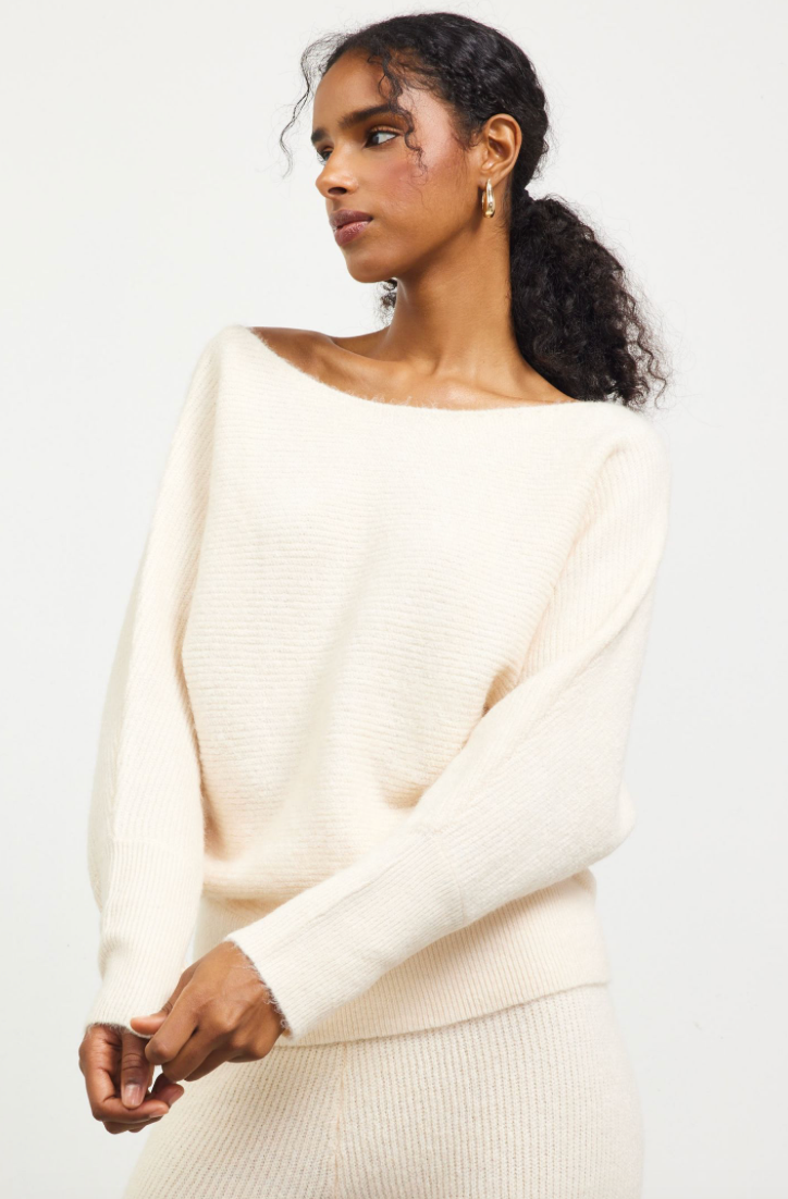 Women's Boatneck Ribbed Knit Sweater by Skies Are Blue Women's Boatneck Ribbed Knit Sweater by Skies Are Blue