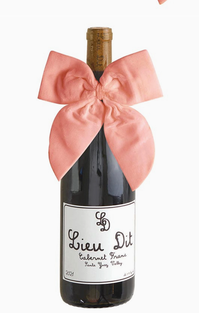 Velvet Wine Bottle Bow - Rose