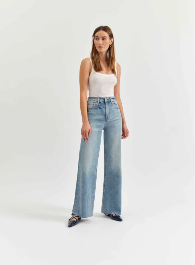 FAR OUT HIGH RISE WIDE LEG IN FOOLS GOLD
