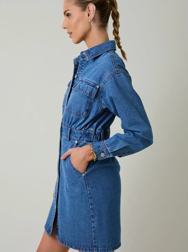 Long Sleeve Denim Mini Dress