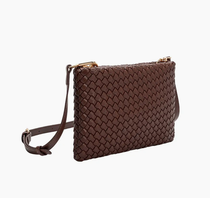 Daisy Saddle Recycled Vegan Crossbody Bag - Chocolate