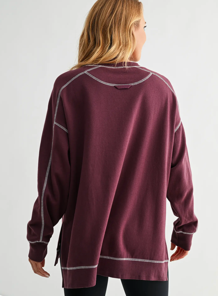 Stitchline Boxy Sweatshirt -  Plum