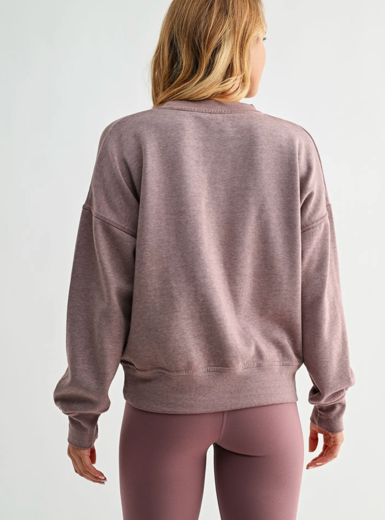 Burned Out Crewneck Sweater - Rose Taupe