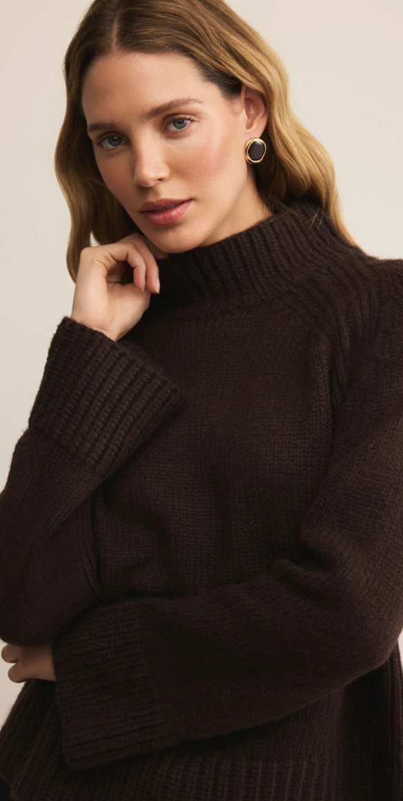 Emerge Funnel Neck Sweater - Chocolate Cherry