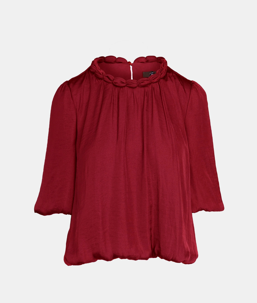 Round Neckline Blouse - Crimson Red