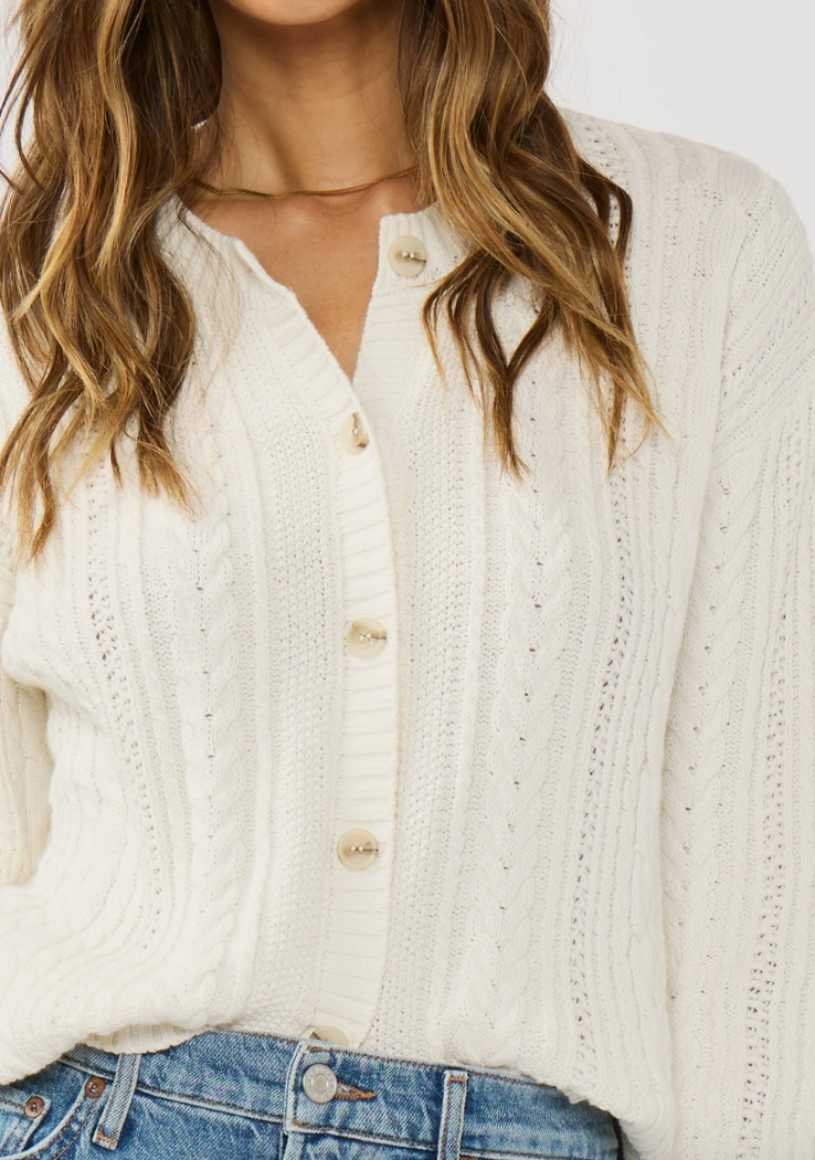 Cable Knit Cardigan - White