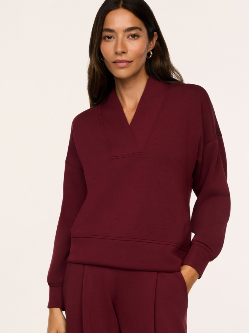 Spanx Airessentials® V-neck Long Sleeve Top Vino