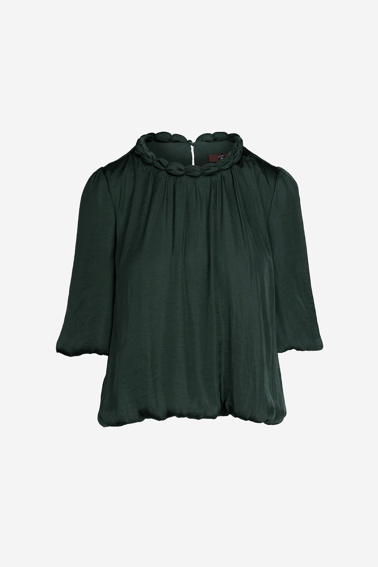 Round Neckline Blouse - Evergreen