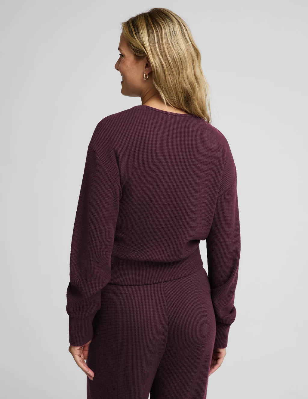 Rest Day Waffle Wrap Pullover - Cabernet