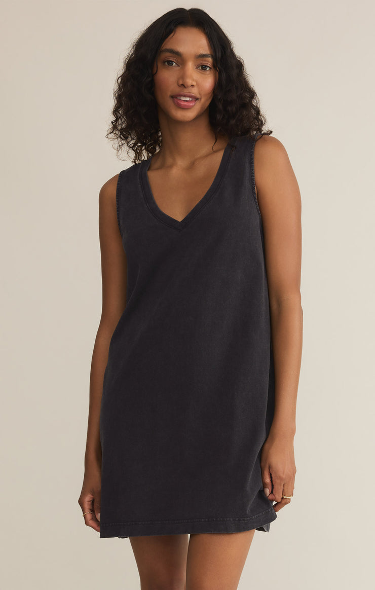 Sloane V-Neck Mini Dress - Washed Black