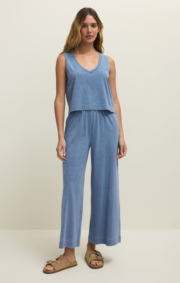 Sloane V-Neck Jersey Denim Top
