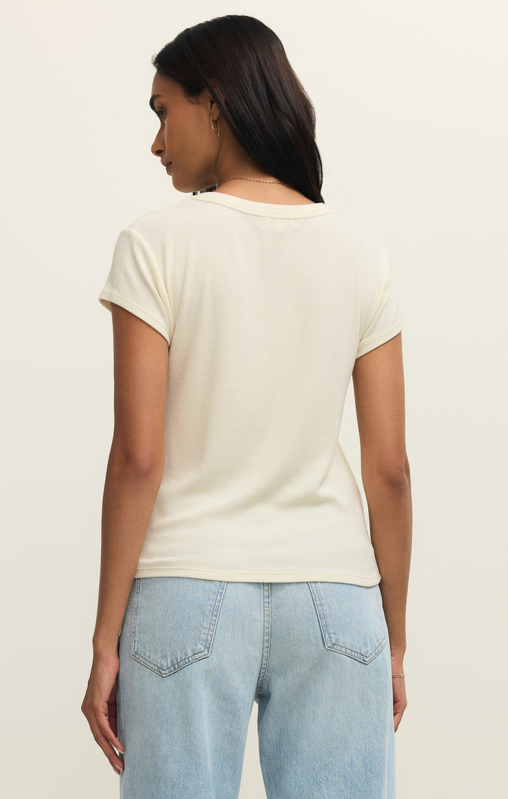 Renae Rib Short Sleeve Top - Cloud