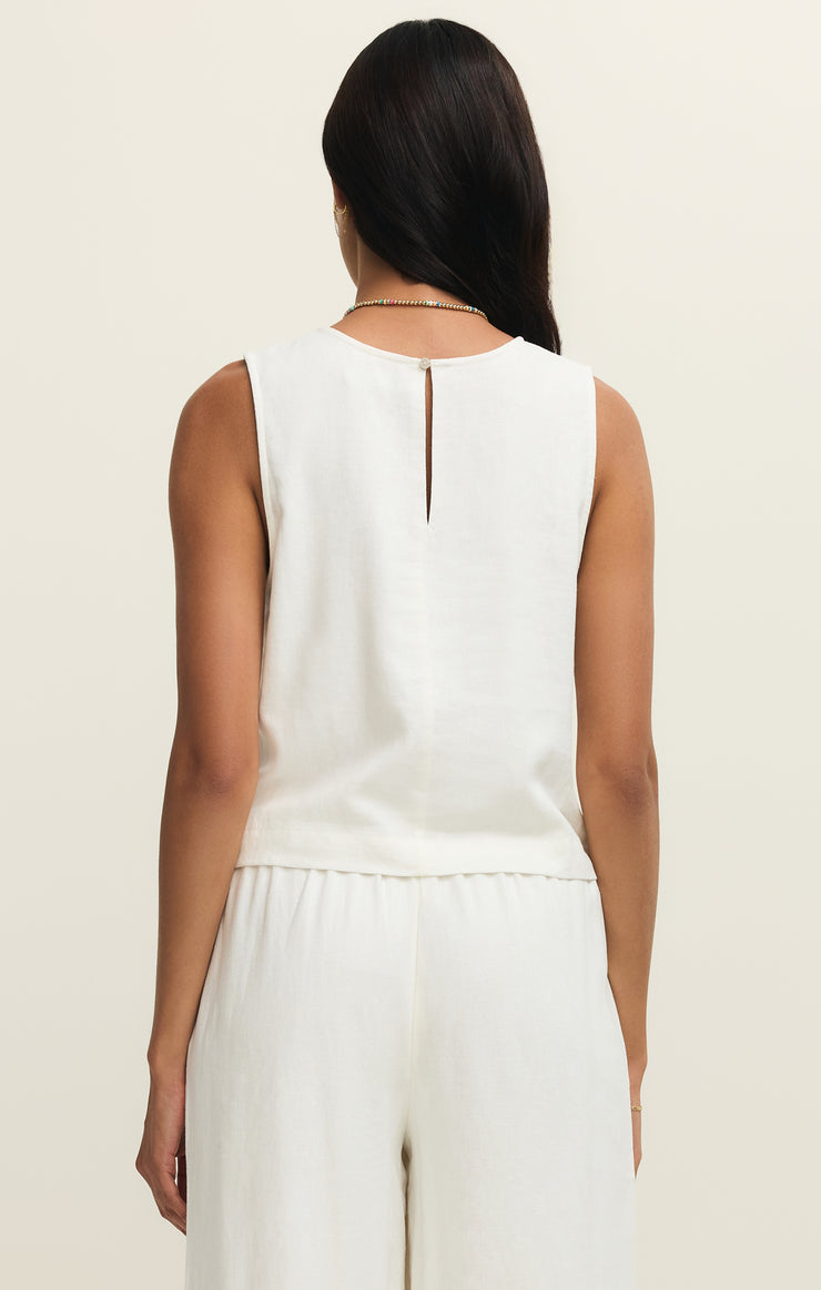 Sloane Linen Tank - White