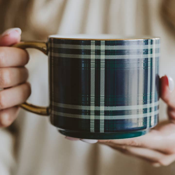 Navy Plaid Coffee Mug