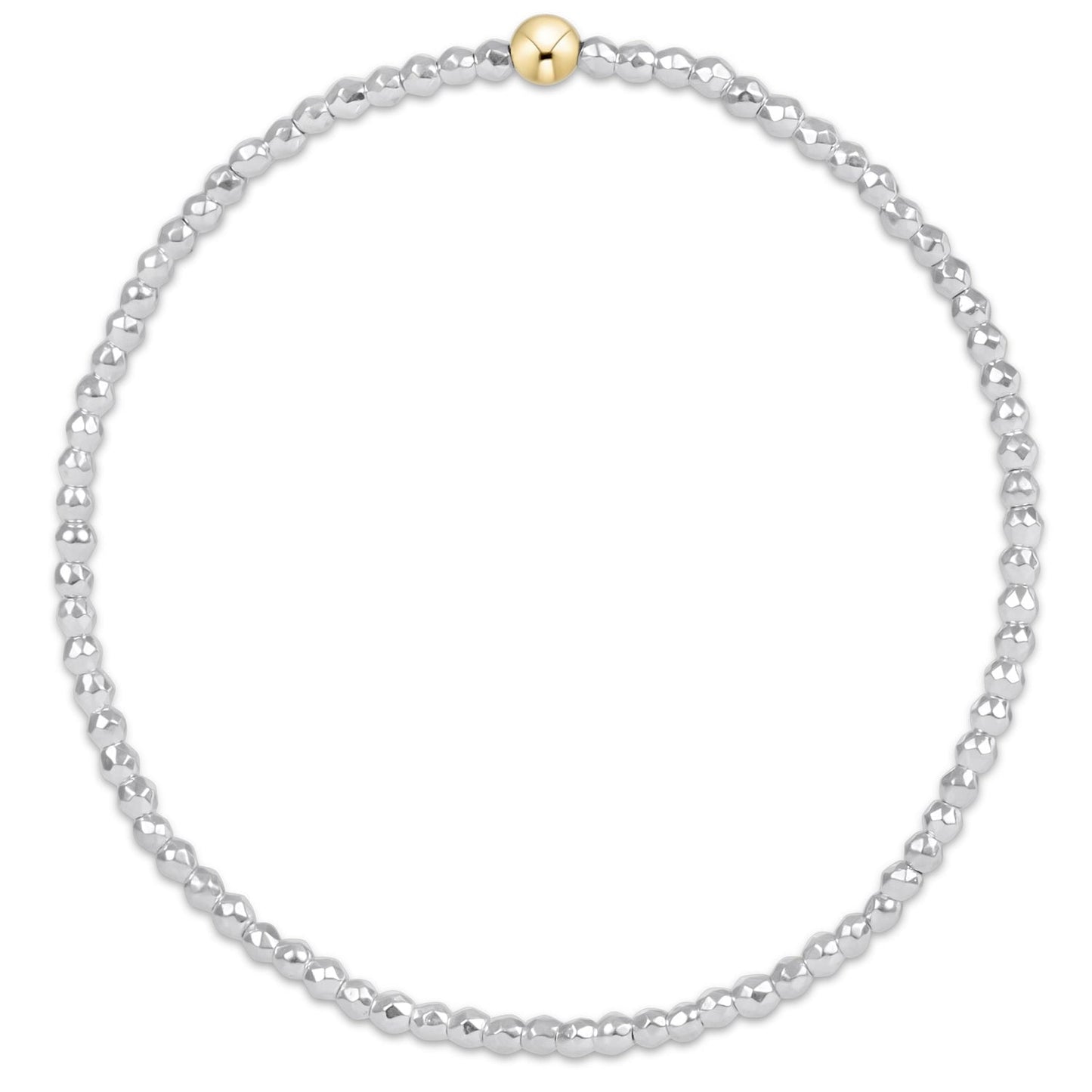 bright silver faceted hematite 2mm bead bracelet