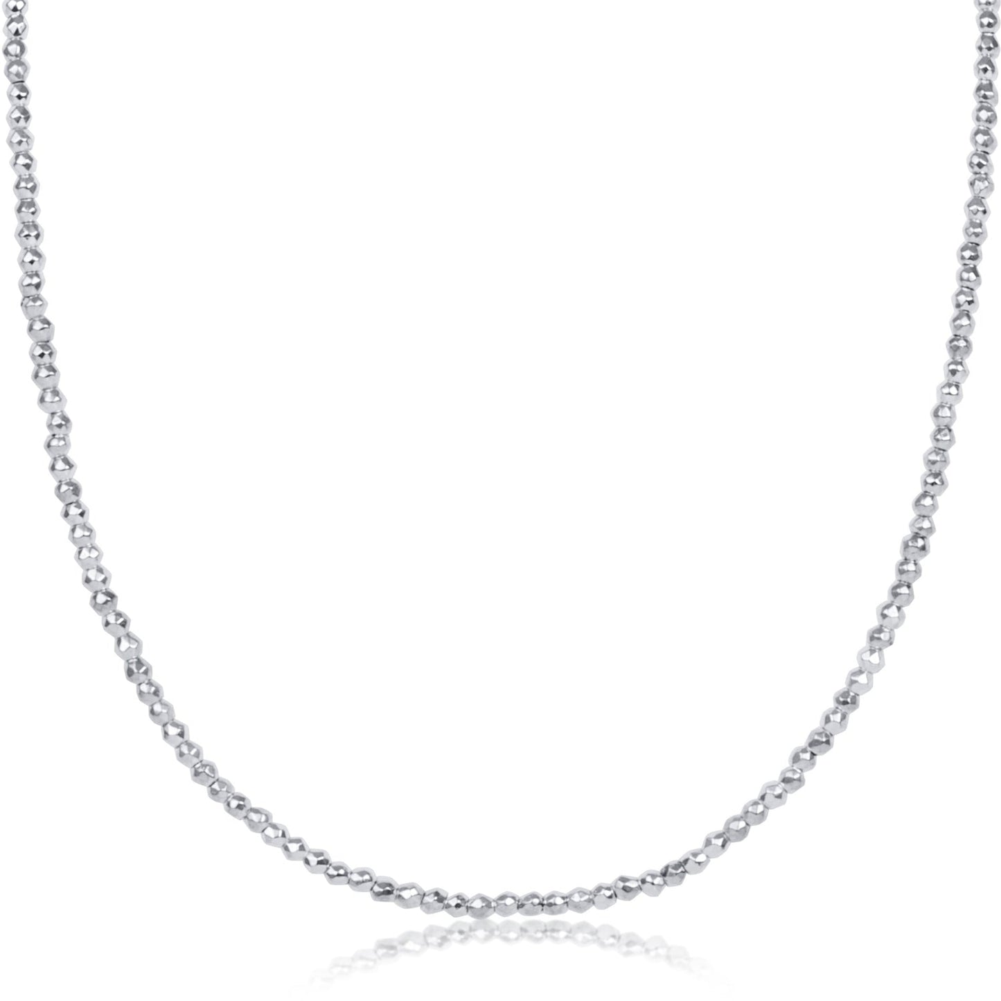 choker bright silver faceted hematite 2mm bead