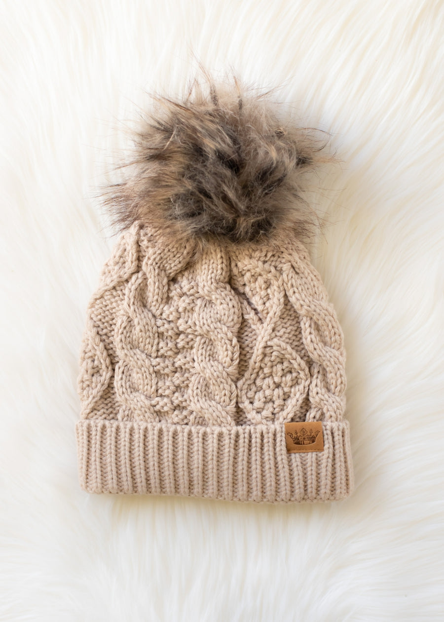 Brynlee Pom Hat - Taupe