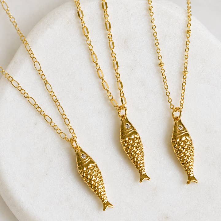 Gold Fish Pendant Necklace