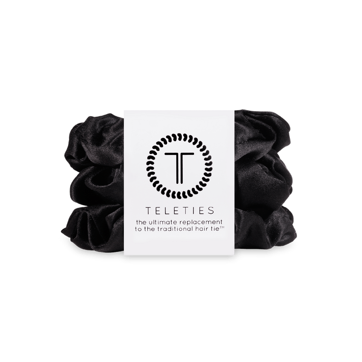 Jet Black Large Silk Scrunchies