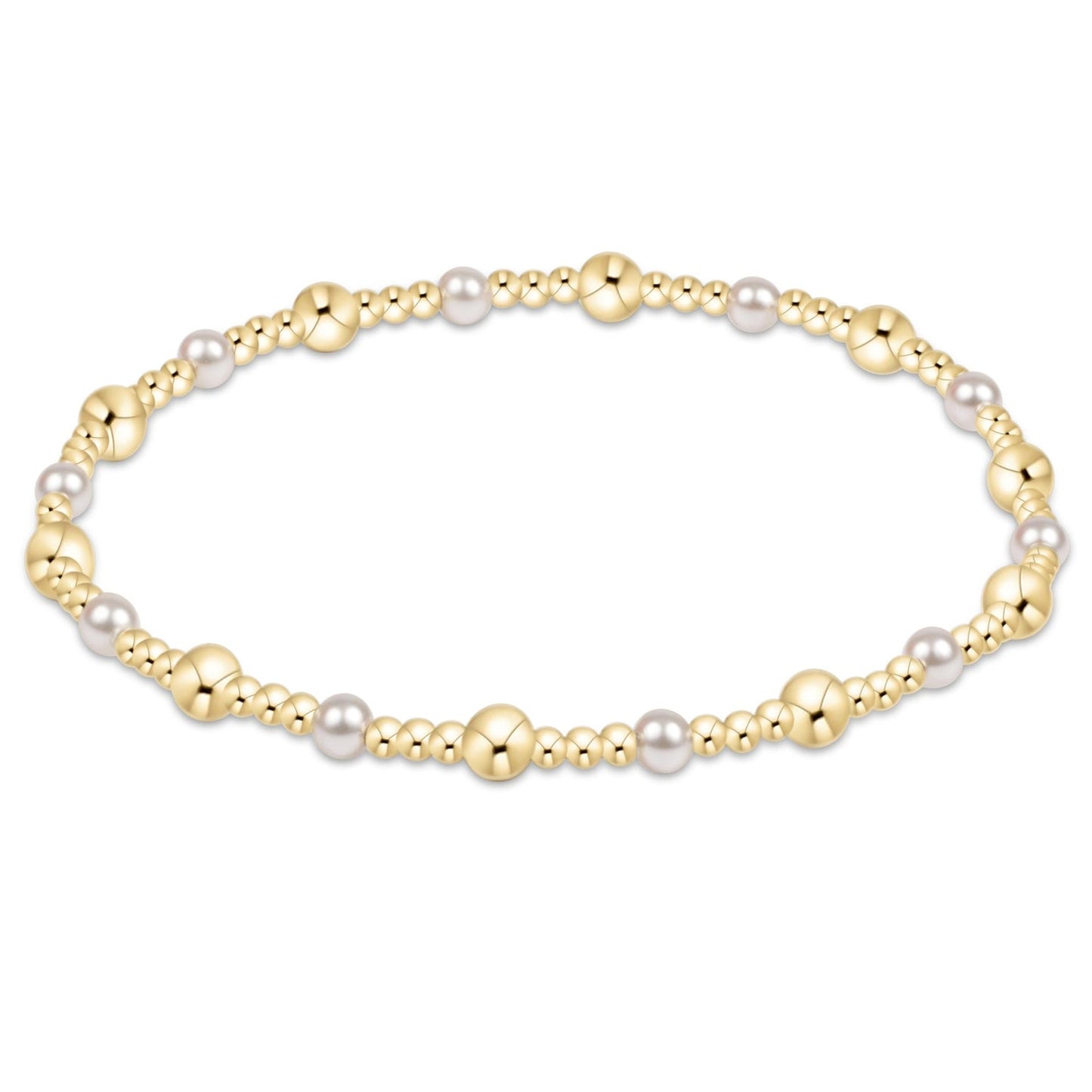 classic gold sincerity pattern 4mm bead bracelet - pearl