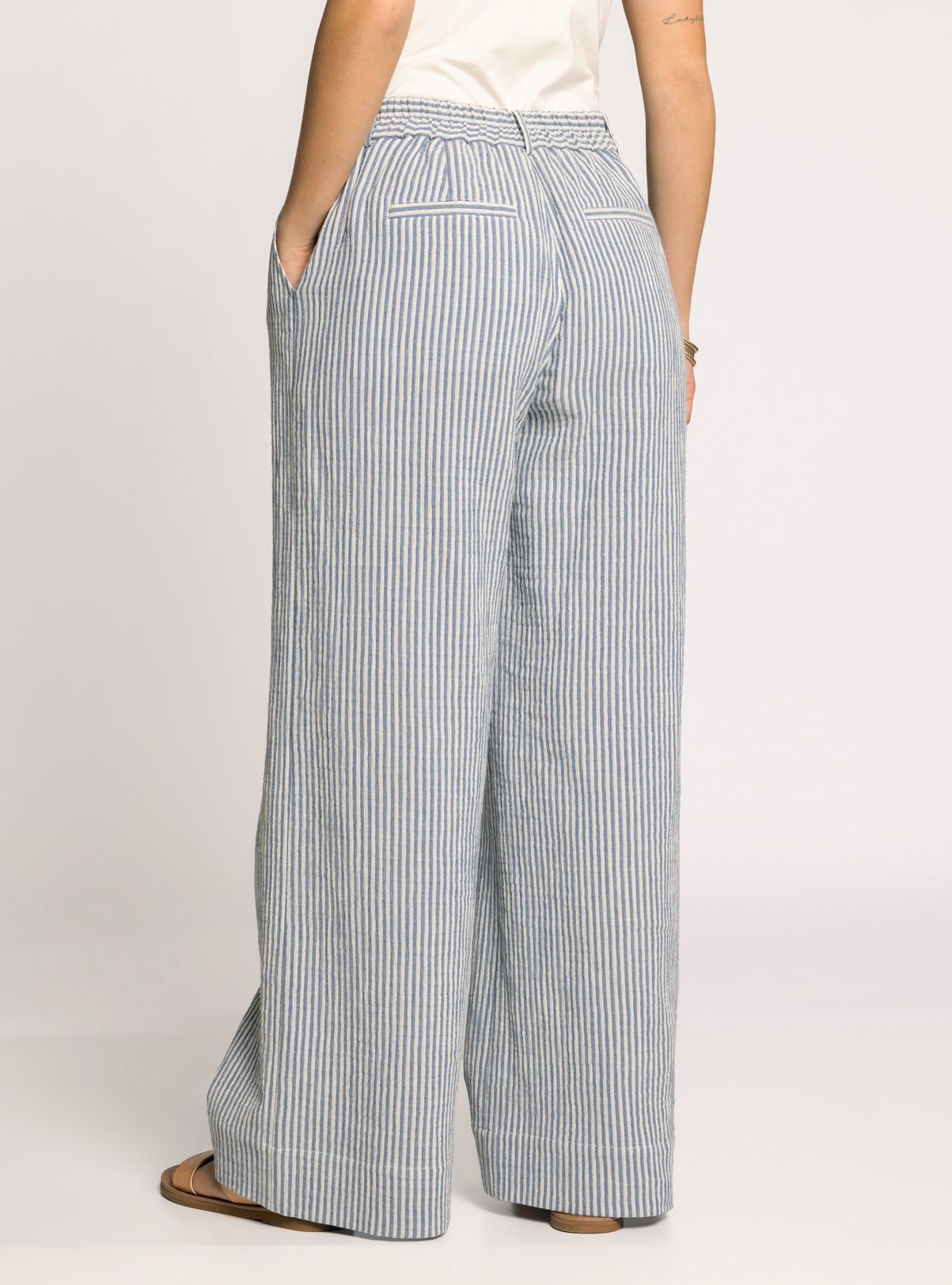 Maia Ivory Blue Stripe Pant