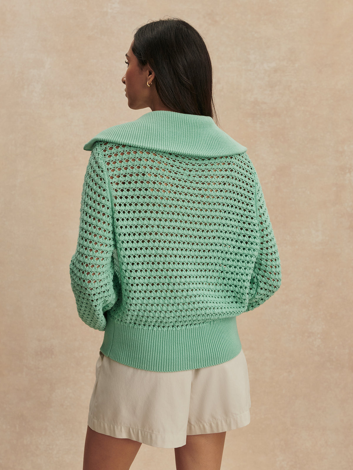 Eloise Zip-Through Knit - Dusty Jade Green