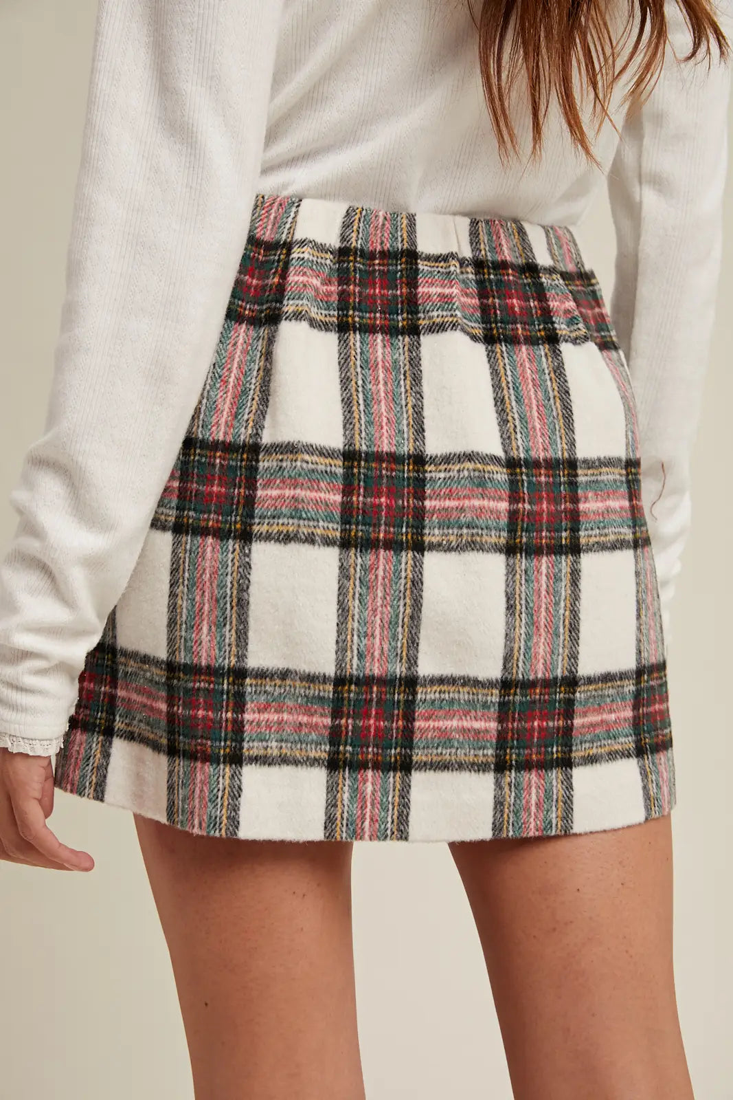 Brushed Plaid Mini Skirt