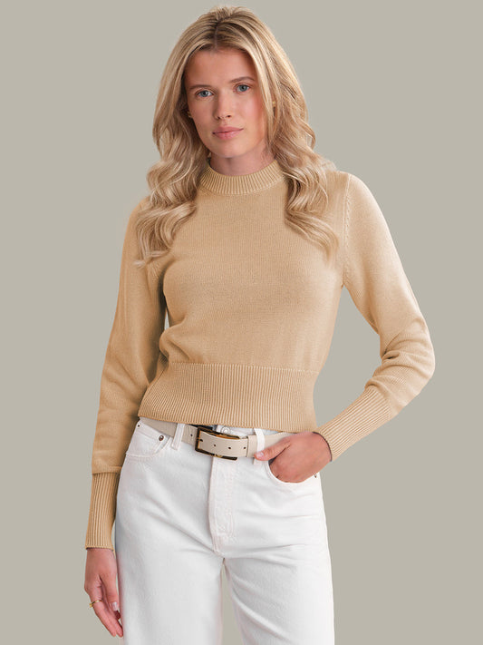 Adeline: Cropped Cotton Sweater - Chanterelle