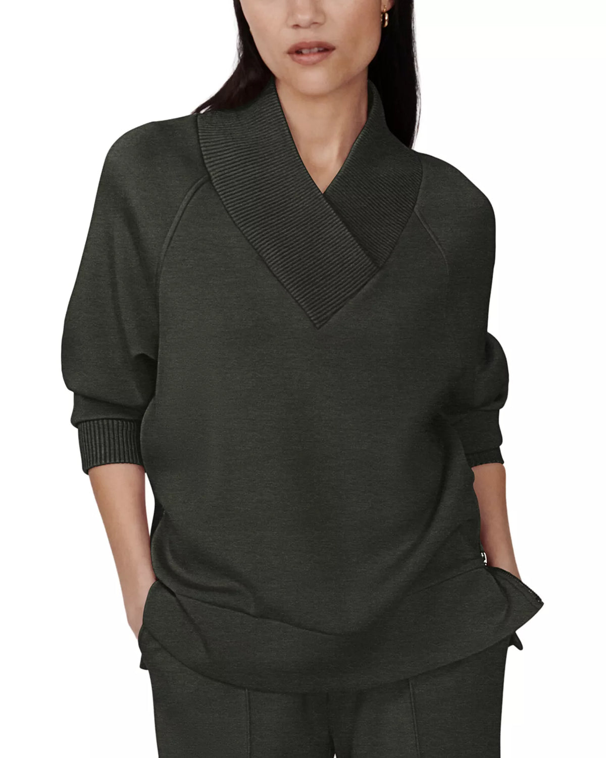 Macie Zip Hem Sweat - Olive Marl
