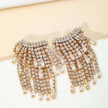 Dainty Rhinestone Fringe Earrings