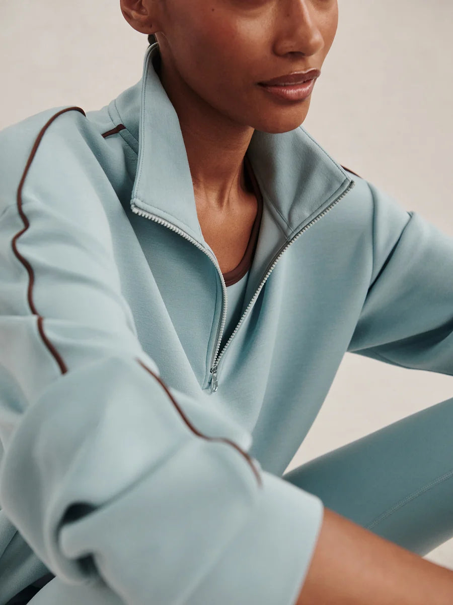 Sian Piped Half Zip Sweat - Tourmaline