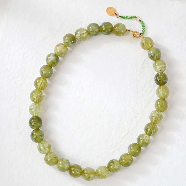 Chunky Green Beaded Necklace