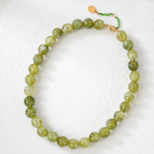 Chunky Green Beaded Necklace