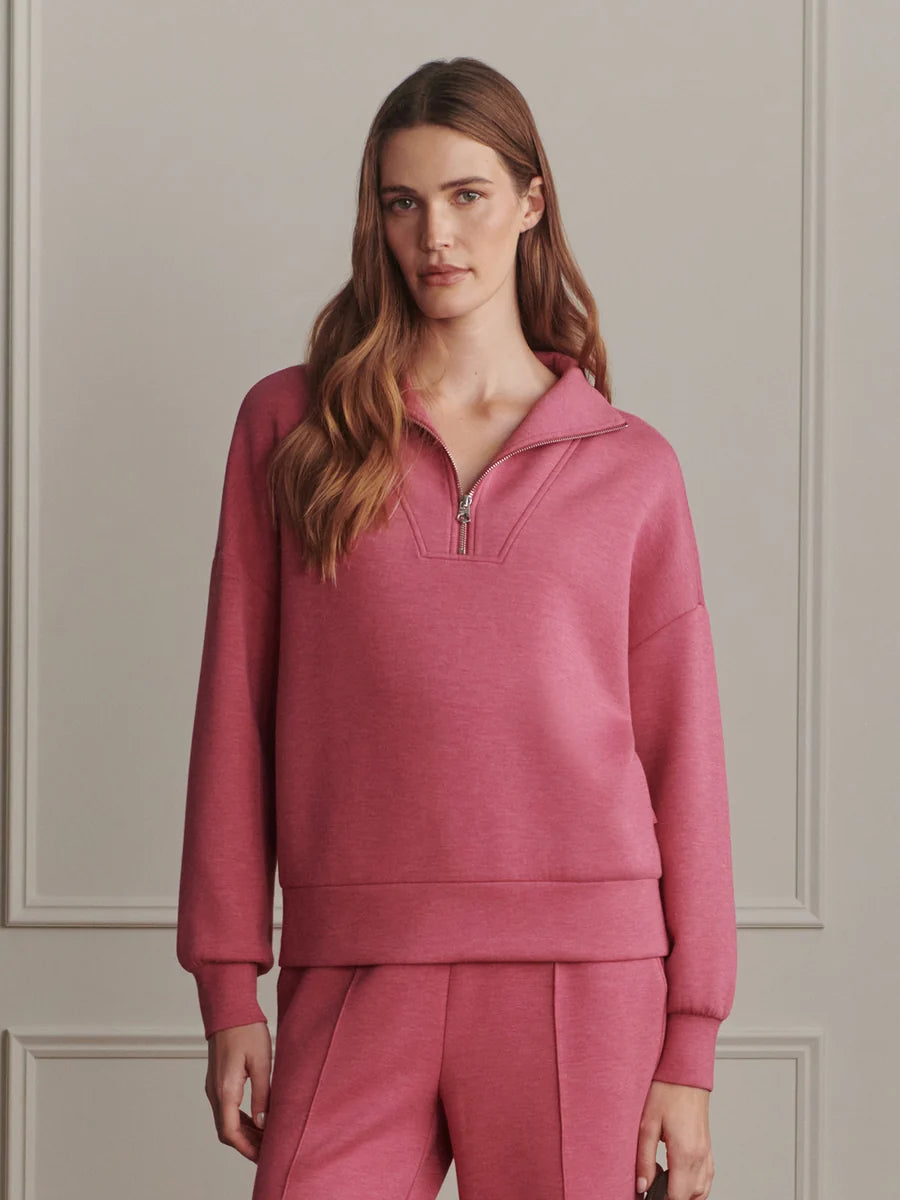Hawley Half Zip Sweat - Rumba Rose Marl