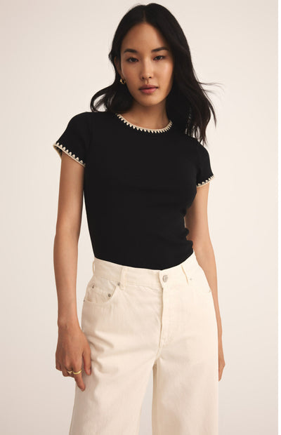 Cassis Rib Tee Black