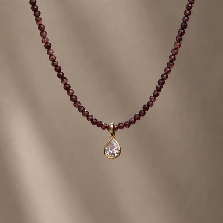 Smoky Burgundy Bezel Necklace